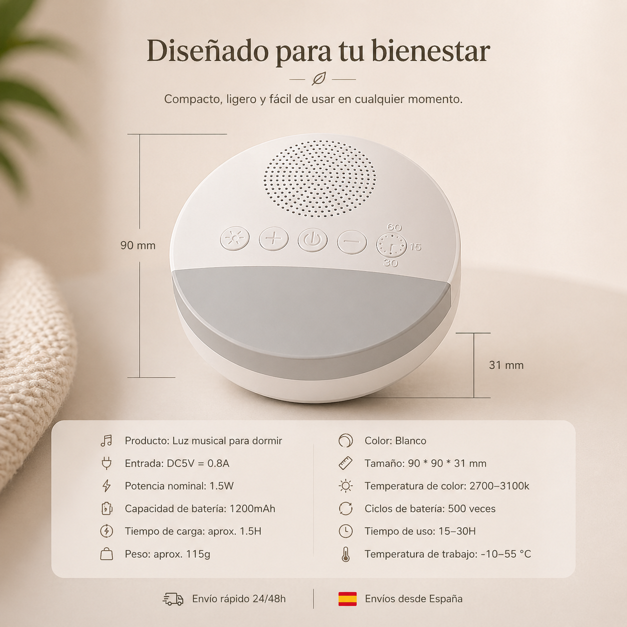 Máquina de Ruido Blanco Calmora